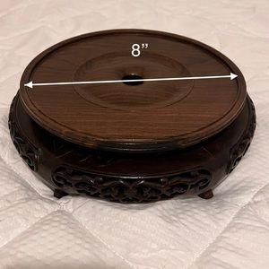 Antique - Small Hand Craft Circular Carved Chinese Rosewood Base Display - 8''